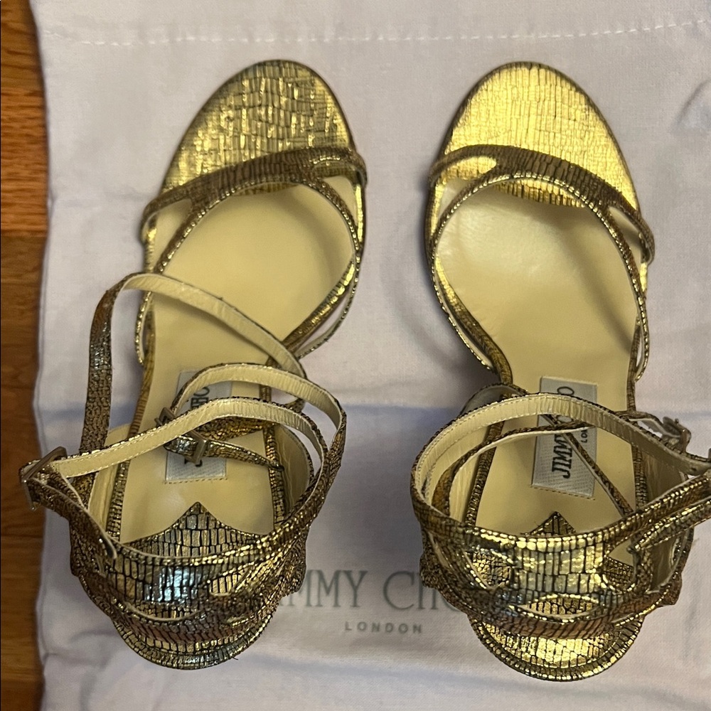 Vintage Jimmy Choo Metallic Gold Heels
